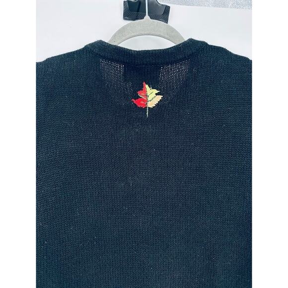 All Points Cardigan Zip Novelty Sweater Womens L Autumn Halloween Fall Pumpkin - Picture 8 of 10